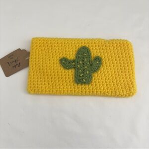 NWT Handmade Crochet Clutch Yellow Green Cactus AZ